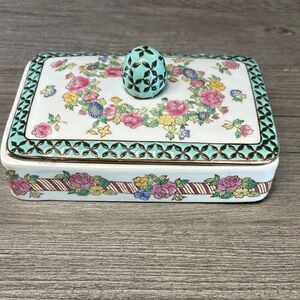 Vintage Horchow Porcelain Divided Card Holder Trinket Dish